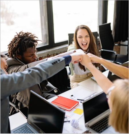 Team collaboration in office environment